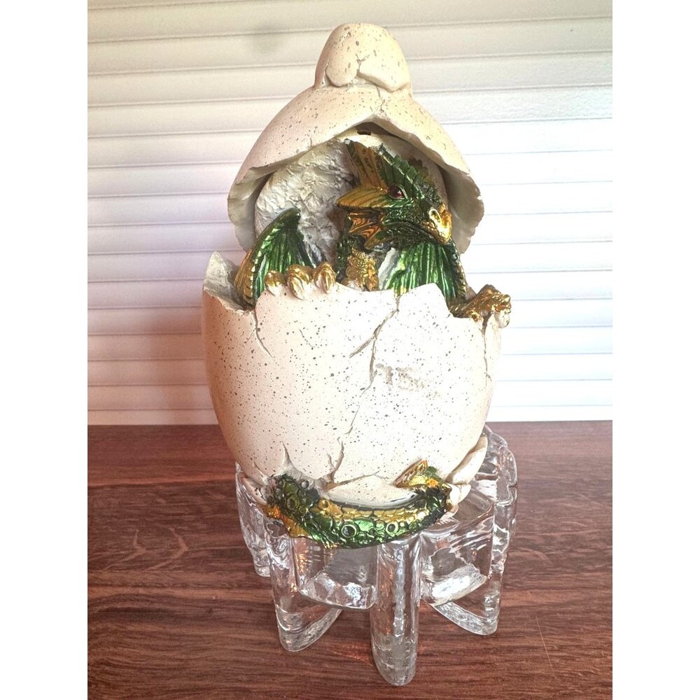 Hatching Dragon Egg Backflow Incense‎ Burner w/ Color-Changing LED Lights